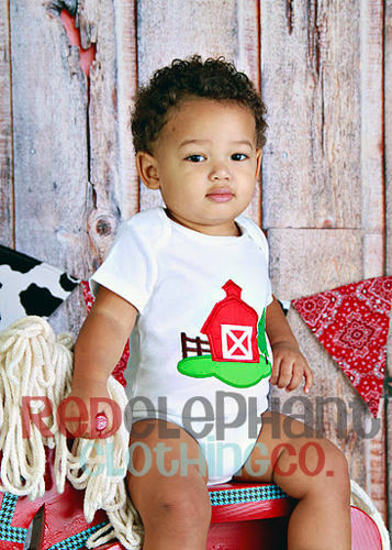 Barnyard Tee Or Onesie-barn, farm, onesie, shirt, tee, applique, personalized