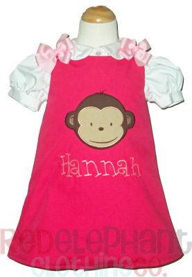 Mod Monkey Personalized Hot Pink A-line Dress-dress, a line, personalized, monogrammed, custom, barn, farm, animal