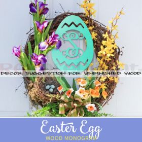 Wooden Monogram Easter Egg
