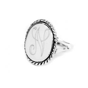 Engraved Sterling Silver Oval Ring